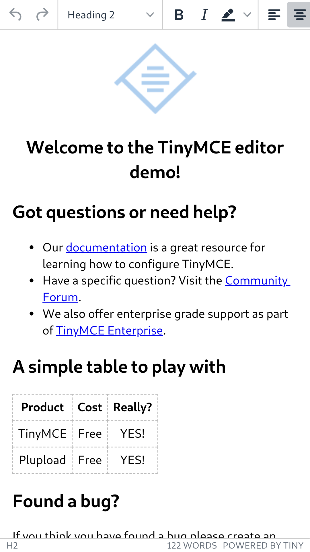 TinyMCE 5.1+ mobile experience