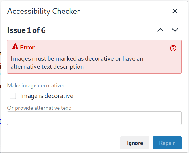 Redesigned Accessibility Checker Dialog