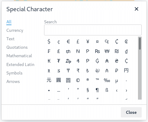 Special Characters