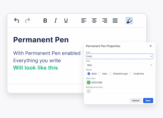 A screenshot showcasing a saved style using Permanent Pen