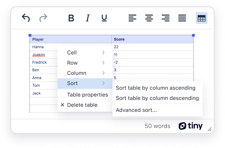 Web Components editable tables