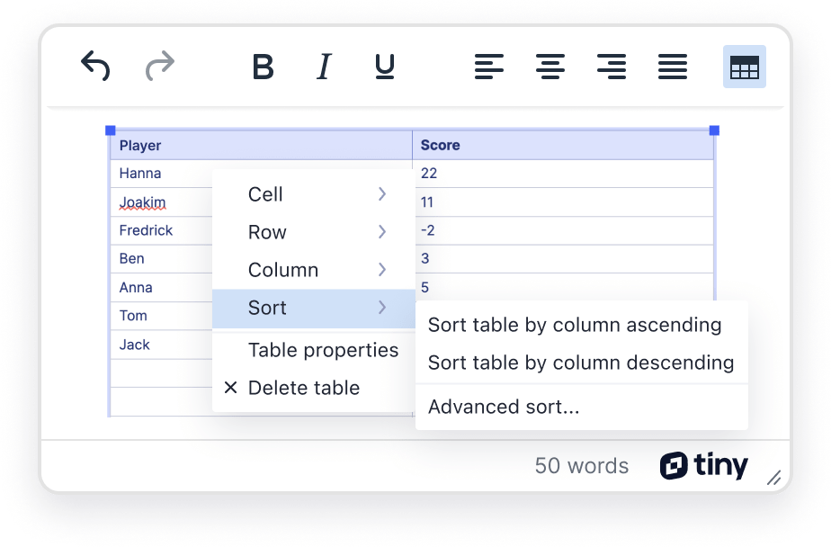 Angular table editor